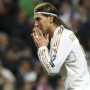 Real Madrid's Ramos reacts after missing a penalty kick during game against Bayern Munich at their Champions League semi-final second leg soccer match at Santiago Bernabeu stadium in Madrid